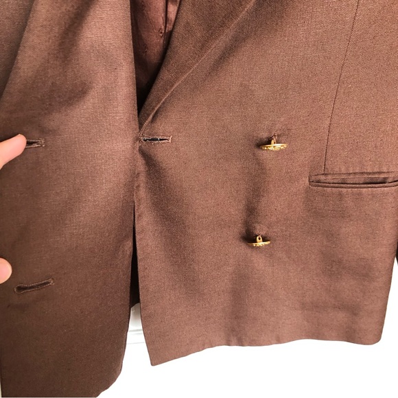 Talbots VIntage Double Breasted Linen Blazer Brown Size 2P - Picture 8 of 13